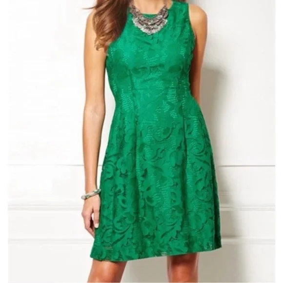 NWOT Eva Mendes for New York & Co lace overlay sleeveless green dress size 4 - Picture 1 of 14